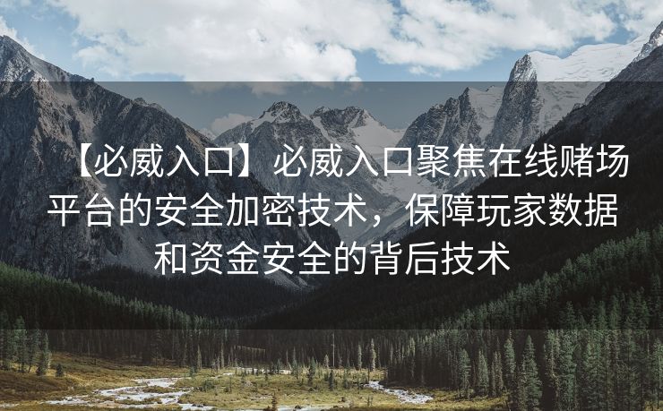 【必威入口】必威入口聚焦在线赌场平台的安全加密技术，保障玩家数据和资金安全的背后技术