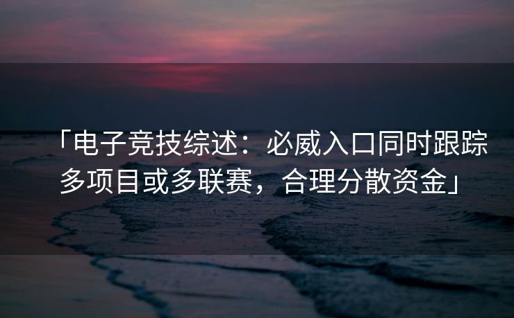 「电子竞技综述：必威入口同时跟踪多项目或多联赛，合理分散资金」