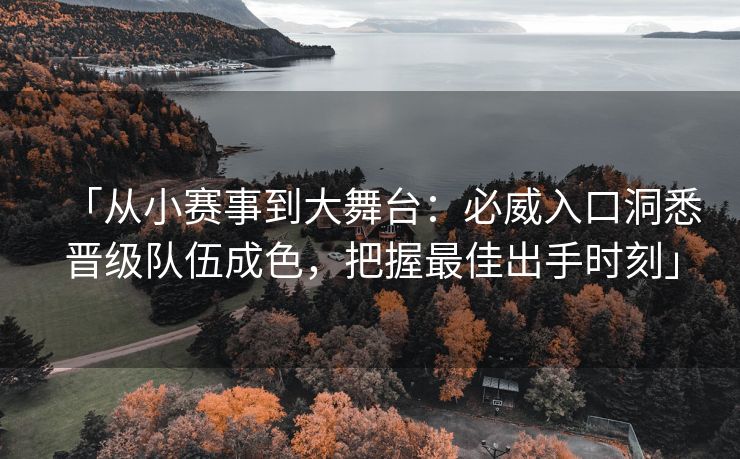 「从小赛事到大舞台：必威入口洞悉晋级队伍成色，把握最佳出手时刻」